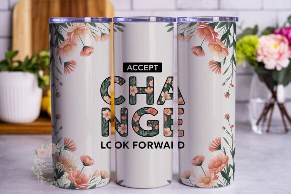 Peach Floral Change Quote Skinny Tumbler Review
