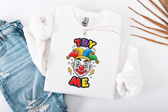 Try Me Funny Clown Cartoon Quote Design Review